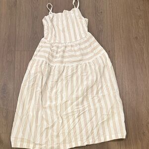 Universal Thread Cream and White Striped Midi Dress